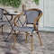Flash Furniture Bordeaux French Bistro Stacking Chair w/Arms, Navy and White PE Rattan and Bamboo Print Alum Frame SDA-ADS642142-NVYWH-NAT-GG - alternate 6